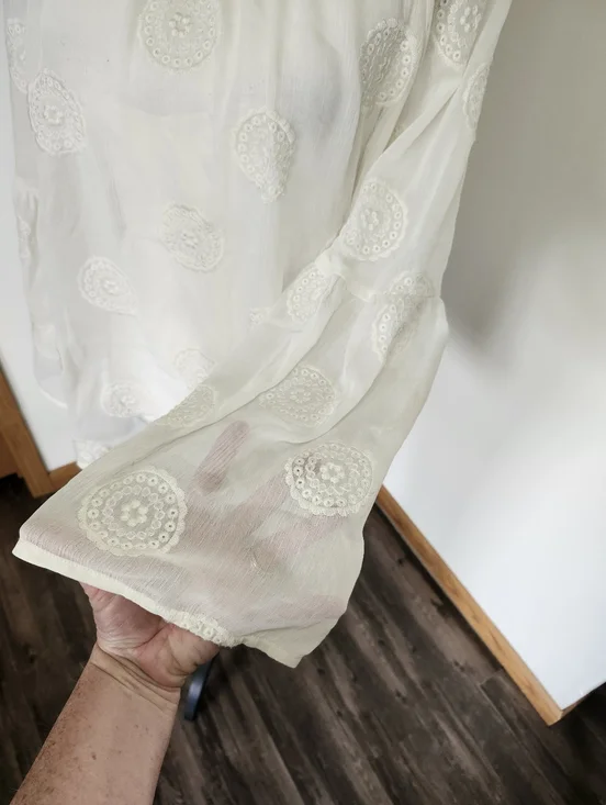 Knox Rose Ivory Sheer Embroidered Boho Blouse - Picture 4 of 7
